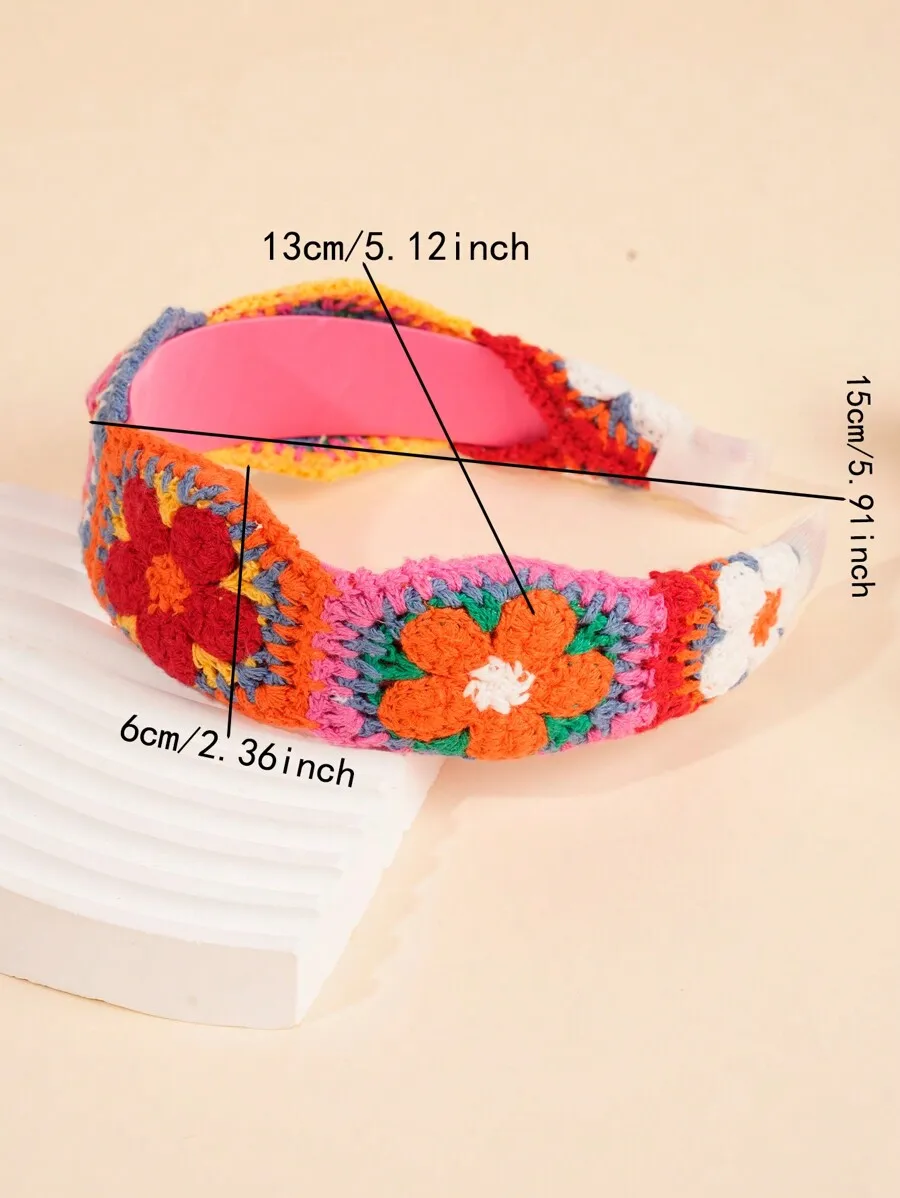 Boho-Style Crocheted Wide Headband With Bright Floral Motifs, Non-Slip Hair Accessory For Girls, Daily Wear And Gift Use
Boho-Style Crocheted Wide Headband With Bright Floral Motifs, Non-Slip Hair Accessory For Girls, Daily Wear And Gift Use