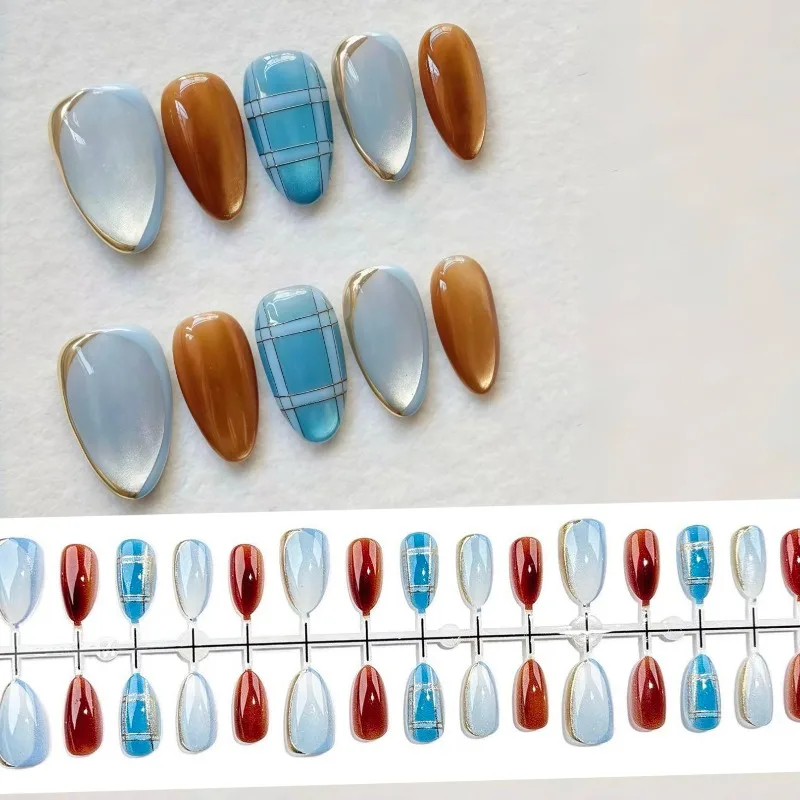 30Pcs False Nails Almond-Shaped Blue-Brown Ombre with Gold and Amber Accents Press-On Nails—Perfect for Girls and Friends
30Pcs False Nails Almond-Shaped Blue-Brown Ombre with Gold and Amber Accents Press-On Nails—Perfect for Girls and Friends