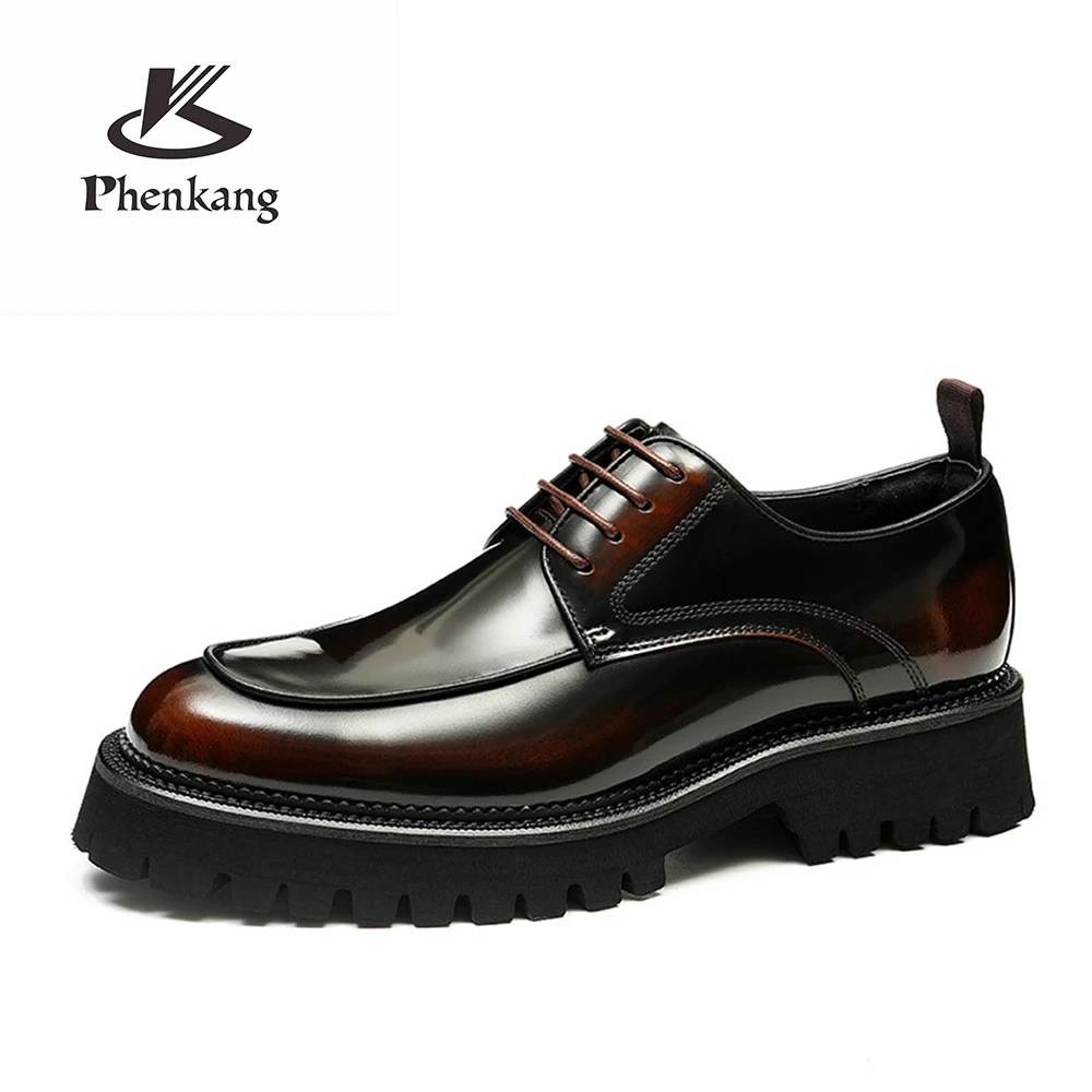 Men Shiny Patent Leather Derby Shoes Thick Platform Sole Height Increasing Formal Dress Shoes Lace Up Business Wedding Footwear
Men Shiny Patent Leather Derby Shoes Thick Platform Sole Height Increasing Formal Dress Shoes Lace Up Business Wedding Footwear