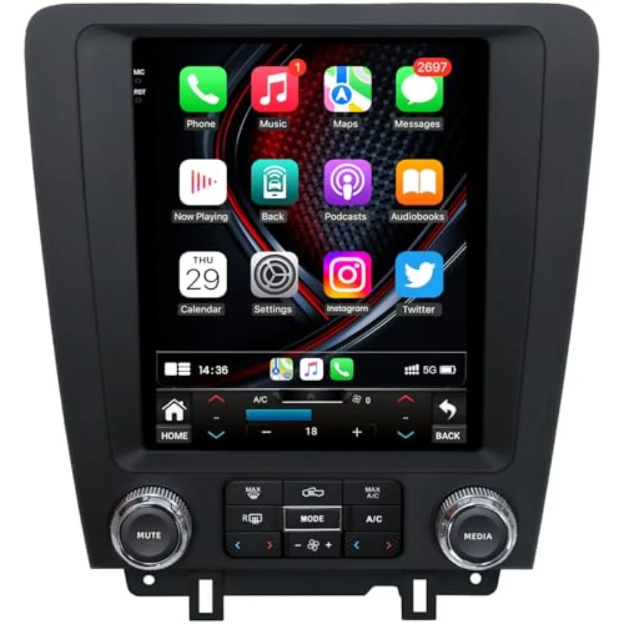 Car radio stereo for Ford Mustang 2010-2014: 10.1-inch Android head unit with 4GB+32GB, 5G WiFi, wireless CarPlay/Android Auto,
Car radio stereo for Ford Mustang 2010-2014: 10.1-inch Android head unit with 4GB+32GB, 5G WiFi, wireless CarPlay/Android Auto,
