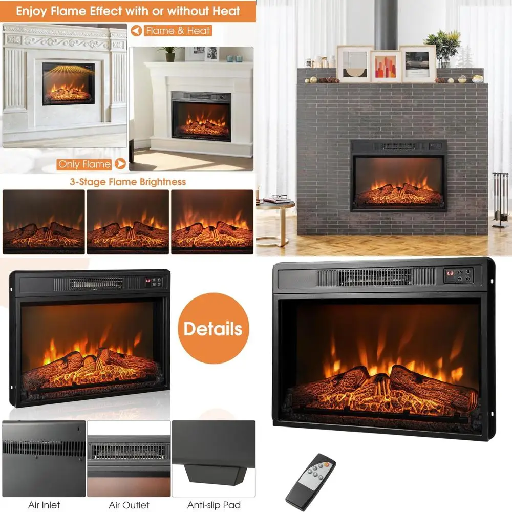 Встраиваемый электрический камин 23 с 3 LED-эффектами пламени, пультом ДУ и таймером на 6 часов, 1400 Вт, черный
Встраиваемый электрический камин 23 с 3 LED-эффектами пламени, пультом ДУ и таймером на 6 часов, 1400 Вт, черный