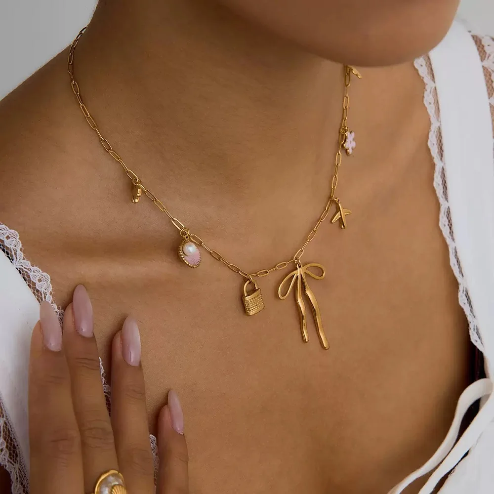 ENFASHION Para Mujer Butterfly Knot Pendant Necklace For Women's Flowers Shell Charm Stainless steel 18K Gold Plated Jewelry
ENFASHION Para Mujer Butterfly Knot Pendant Necklace For Women's Flowers Shell Charm Stainless steel 18K Gold Plated Jewelry