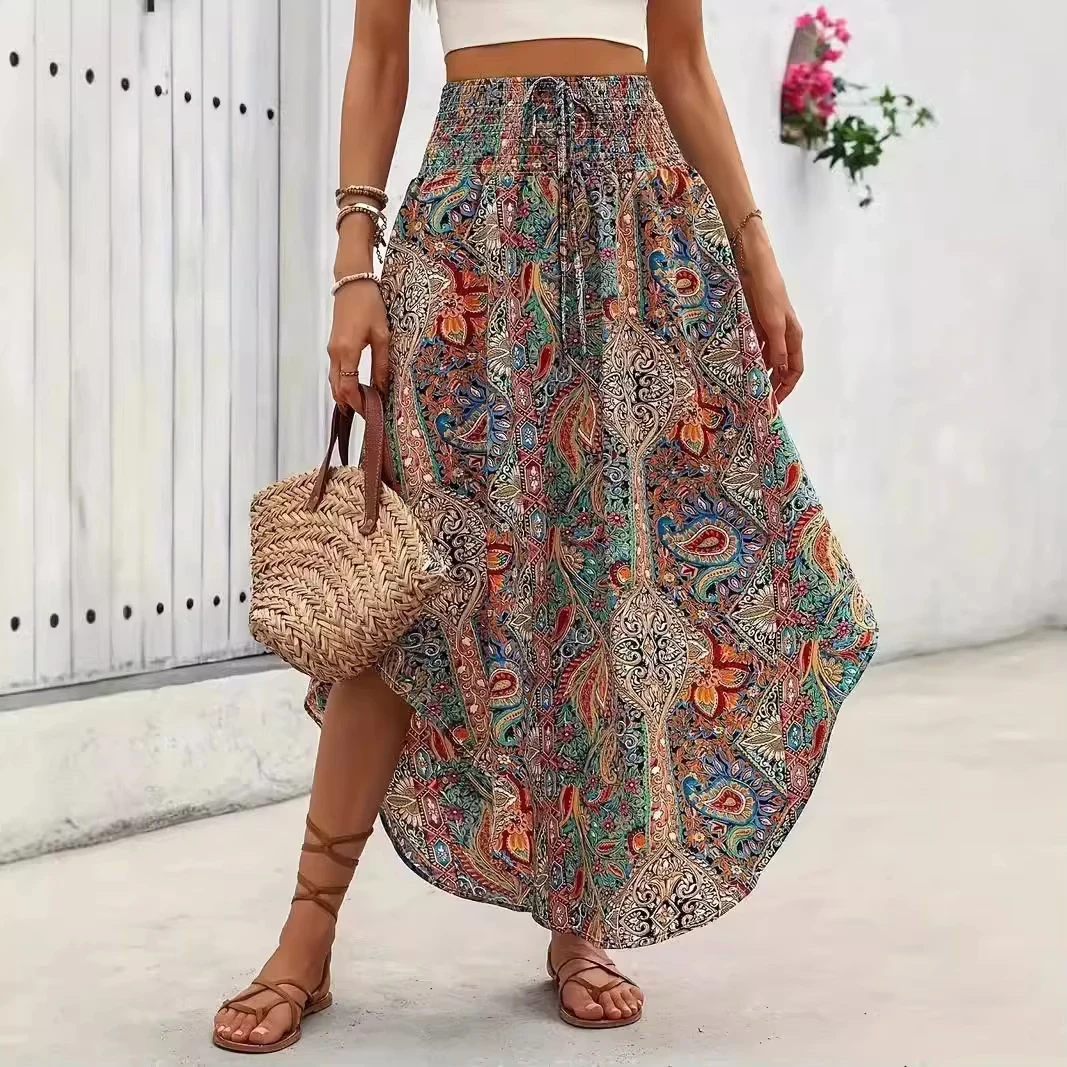 Bohemian Boho Vintage Floral Print Skirts Women Summer High Waist A-Line Pleated Elastic Long Skirts Casual Holiday Beach Skirt
Bohemian Boho Vintage Floral Print Skirts Women Summer High Waist A-Line Pleated Elastic Long Skirts Casual Holiday Beach Skirt