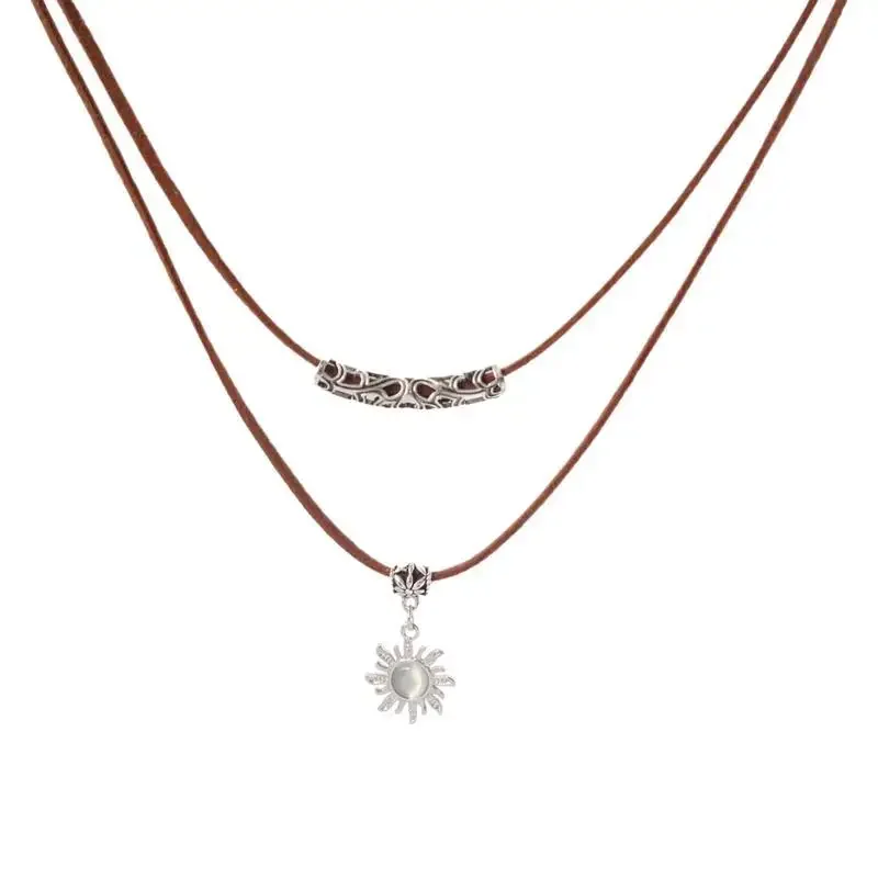 *Fashion Sun Star Zircon Necklace for Women Vintage Leather Choker Necklace Double Layered Star Pendant Jewelry Adjustable Chain
*Fashion Sun Star Zircon Necklace for Women Vintage Leather Choker Necklace Double Layered Star Pendant Jewelry Adjustable Chain