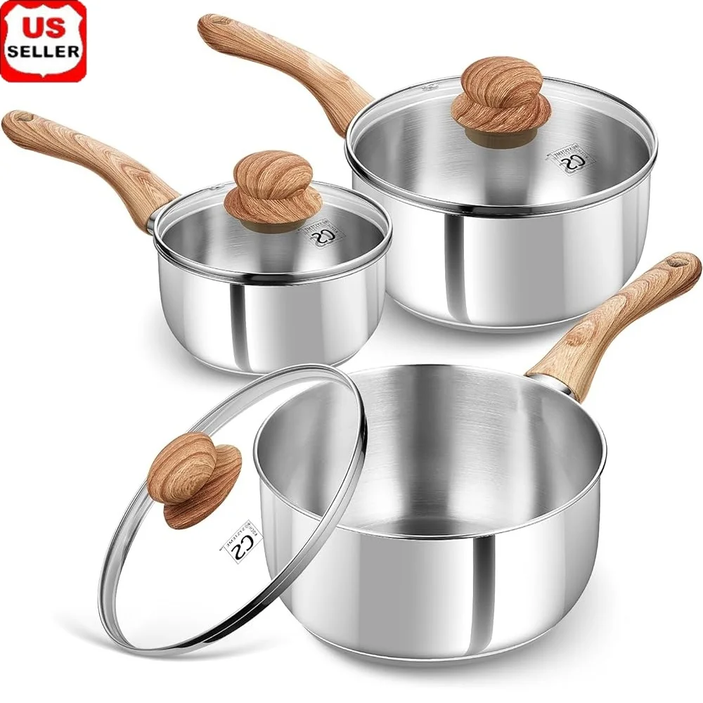 Stainless Steel 6 Piece Saucepan Set Cool-Touch Handle Induction Dishwasher Safe Non-Reactive Non-Stick Cooking Kitchen Cookware
Stainless Steel 6 Piece Saucepan Set Cool-Touch Handle Induction Dishwasher Safe Non-Reactive Non-Stick Cooking Kitchen Cookware