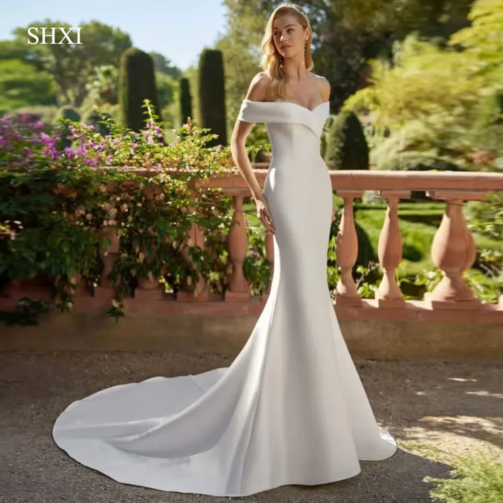 SHXI Customized Off the Shoulder Mermaid Wedding Dresses Satin Evening Gown with Train Elegant Formal Party Dress for Bride 2025
SHXI Customized Off the Shoulder Mermaid Wedding Dresses Satin Evening Gown with Train Elegant Formal Party Dress for Bride 2025