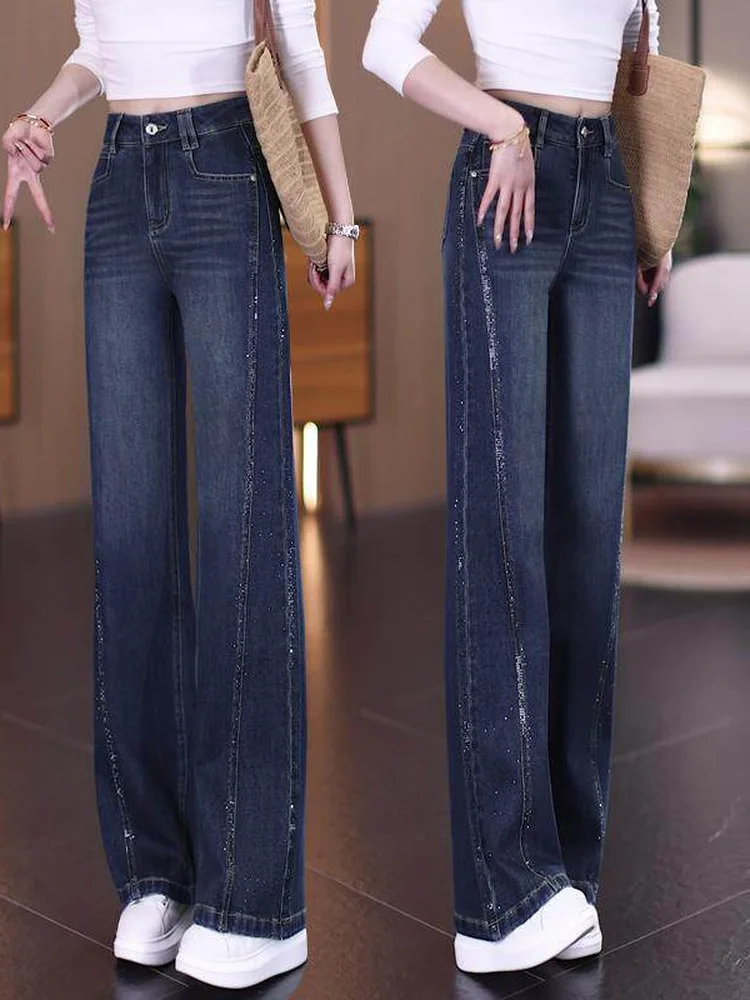 Spring 2026 High Waist Straight Leg Denim Pants Shiny Sequin Wide Leg Jeans Slimming Drapey Women's Fashion Luxury Style
Spring 2026 High Waist Straight Leg Denim Pants Shiny Sequin Wide Leg Jeans Slimming Drapey Women's Fashion Luxury Style