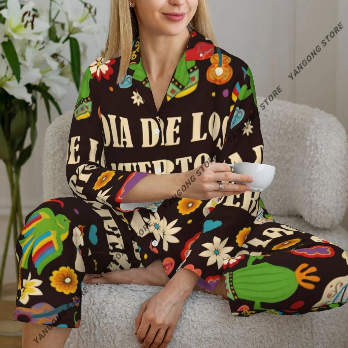 Женские пижамы с длинными рукавами, домашняя одежда для девочек, комплект из двух предметов, пижама «День мертвых» на осень-весну
Женские пижамы с длинными рукавами, домашняя одежда для девочек, комплект из двух предметов, пижама «День мертвых» на осень-весну