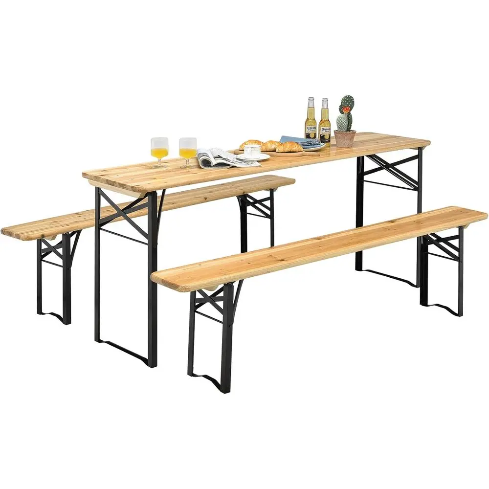 70 Inch 3-Piece Folding Wooden Picnic Table Set with Seating for Outdoor Activities
70 Inch 3-Piece Folding Wooden Picnic Table Set with Seating for Outdoor Activities