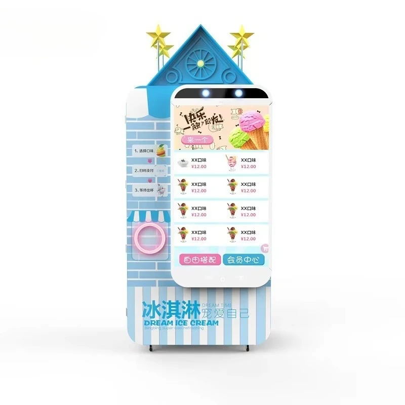 Automatic Soft Ice Cream 6 Kind of Jams Making Machine Ice Cream Vending Machine With 32 Inch Touch Screen
Automatic Soft Ice Cream 6 Kind of Jams Making Machine Ice Cream Vending Machine With 32 Inch Touch Screen