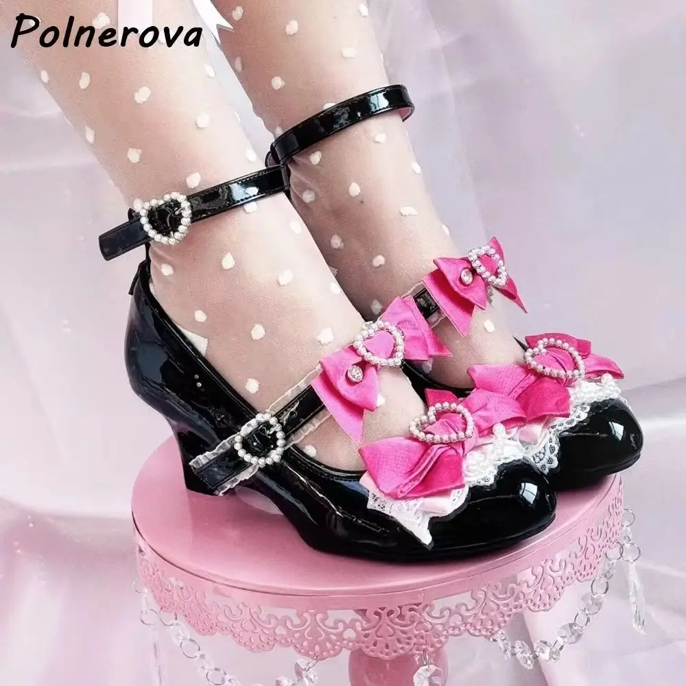 Lolita Wedge Heel Mary Jane Pumps Hollow Heart Sweet Women Bow Pearl Ankle Strap Pumps Women's Rhinestone Cosplay Party Shoes
Lolita Wedge Heel Mary Jane Pumps Hollow Heart Sweet Women Bow Pearl Ankle Strap Pumps Women's Rhinestone Cosplay Party Shoes