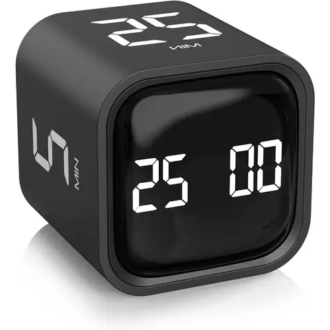 Rotating Pomodoro Timer with 525 1050 Minute Presets for Work Study and Back to School Use Desk Productivity Tool with Flip Des