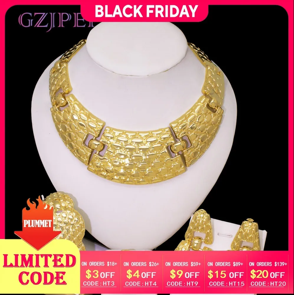 GZJPEI Fashion Women's Jewelry Set Hot Selling Brazilian Gold Colour Big Jewellery For Bridal Wedding Banquet 2025 Trendy New
GZJPEI Fashion Women's Jewelry Set Hot Selling Brazilian Gold Colour Big Jewellery For Bridal Wedding Banquet 2025 Trendy New