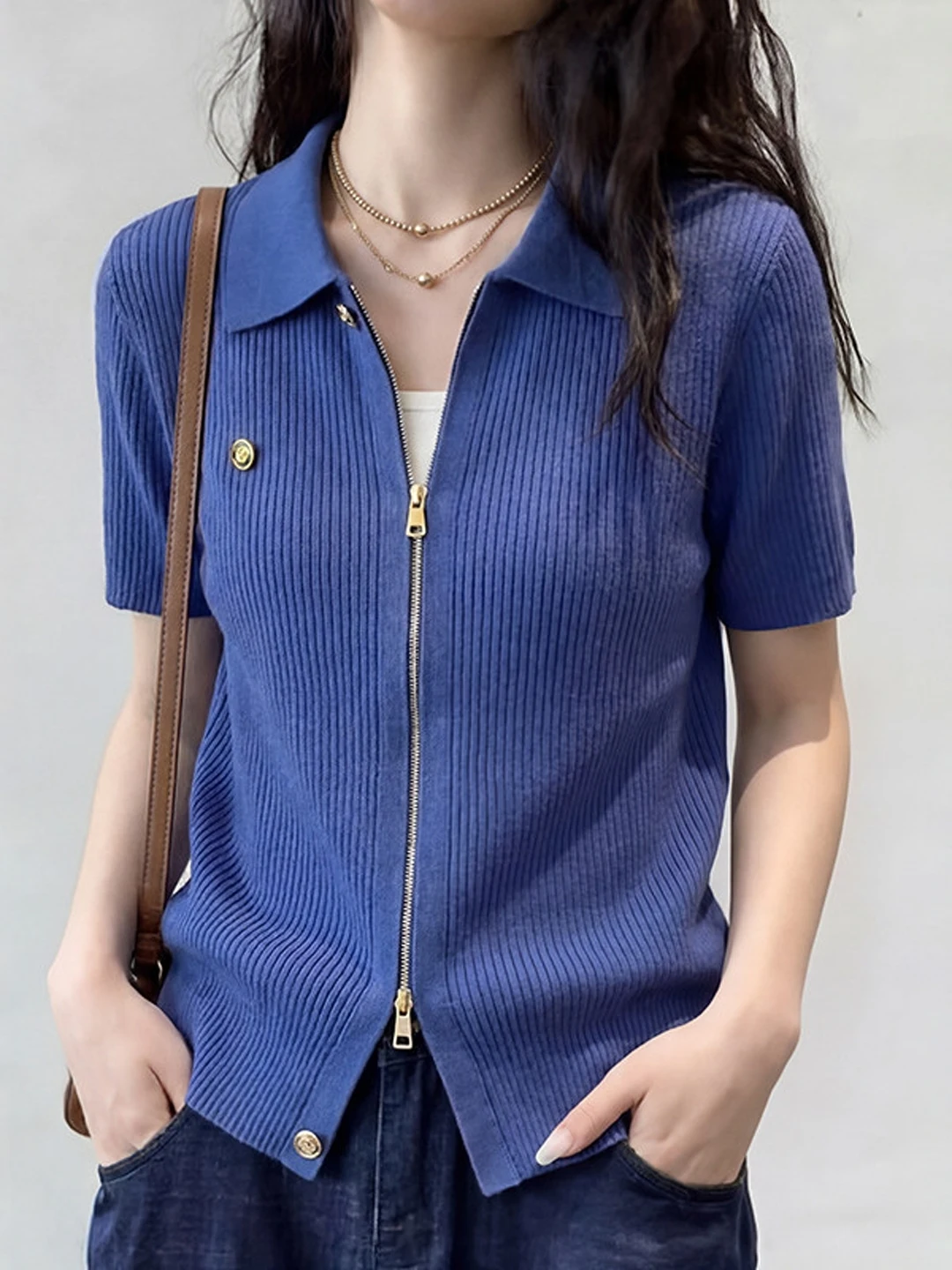 Korean Style Collar Short Sleeve Knitted Open Cardigan Women's plus Size Slimming Fashionable Top for Summer 2026
Korean Style Collar Short Sleeve Knitted Open Cardigan Women's plus Size Slimming Fashionable Top for Summer 2026