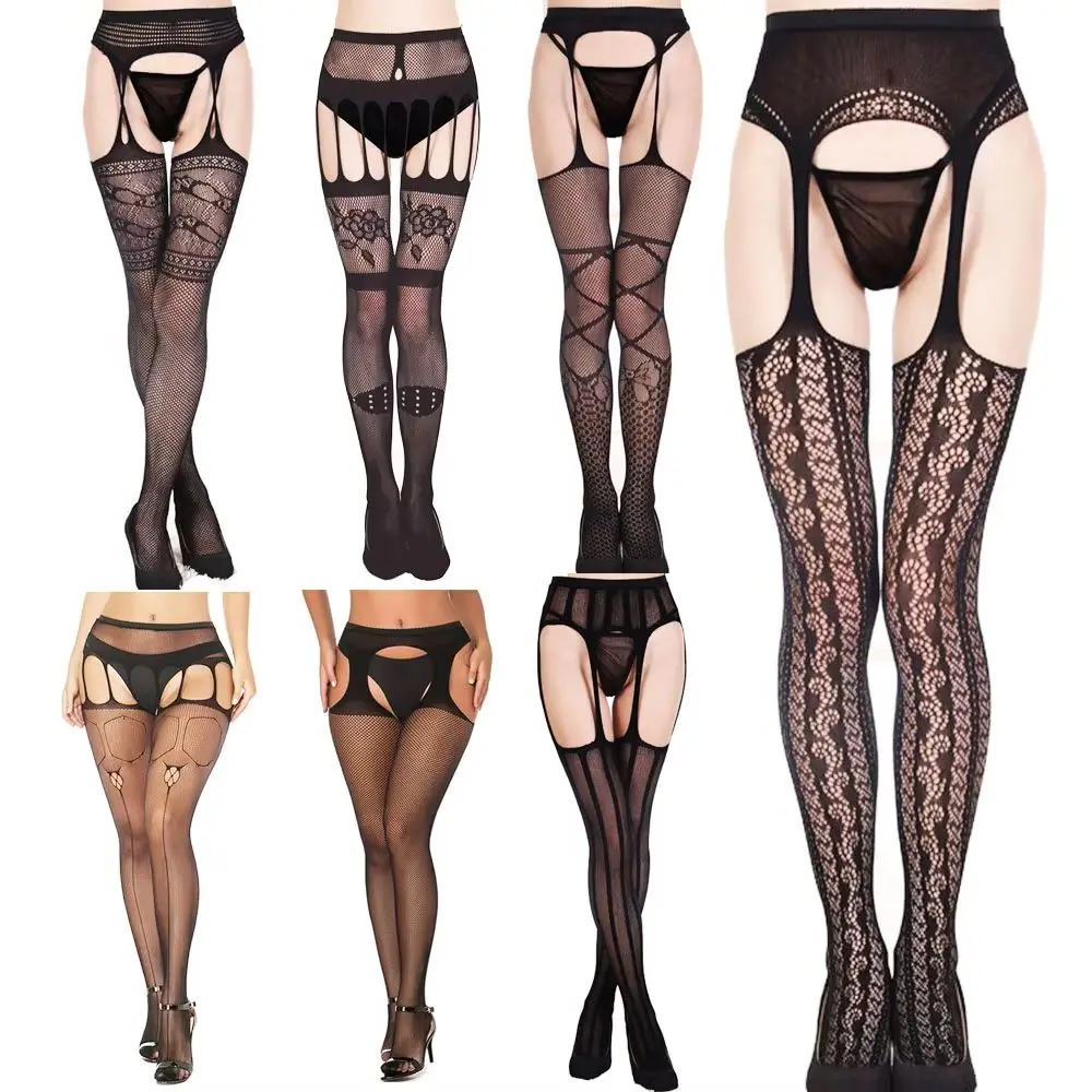 Сексуальные чулки с поясом на подтяжках, высокие гольфы, колготки с открытой промежностью, женские колготки с вырезами, сексуальные кружевные эротические для женщин 
Сексуальные чулки с поясом на подтяжках, высокие гольфы, колготки с открытой промежностью, женские колготки с вырезами, сексуальные кружевные эротические для женщин