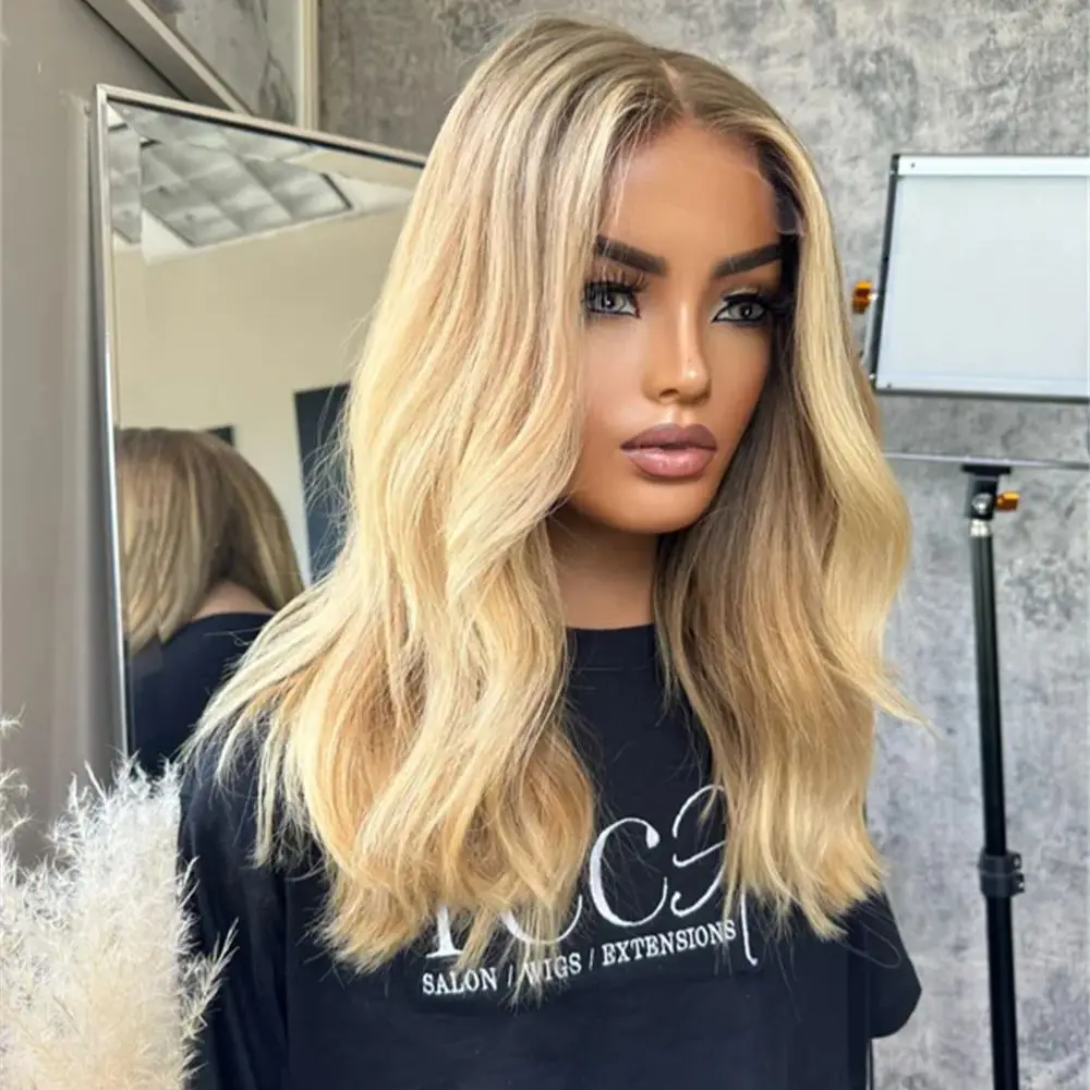 New In Highlight Warm Blonde Lace Front Wig Medium Wavy Balayage Blonde 13x4 Synthetic Glueless Wigs for Women 18 Inches
New In Highlight Warm Blonde Lace Front Wig Medium Wavy Balayage Blonde 13x4 Synthetic Glueless Wigs for Women 18 Inches