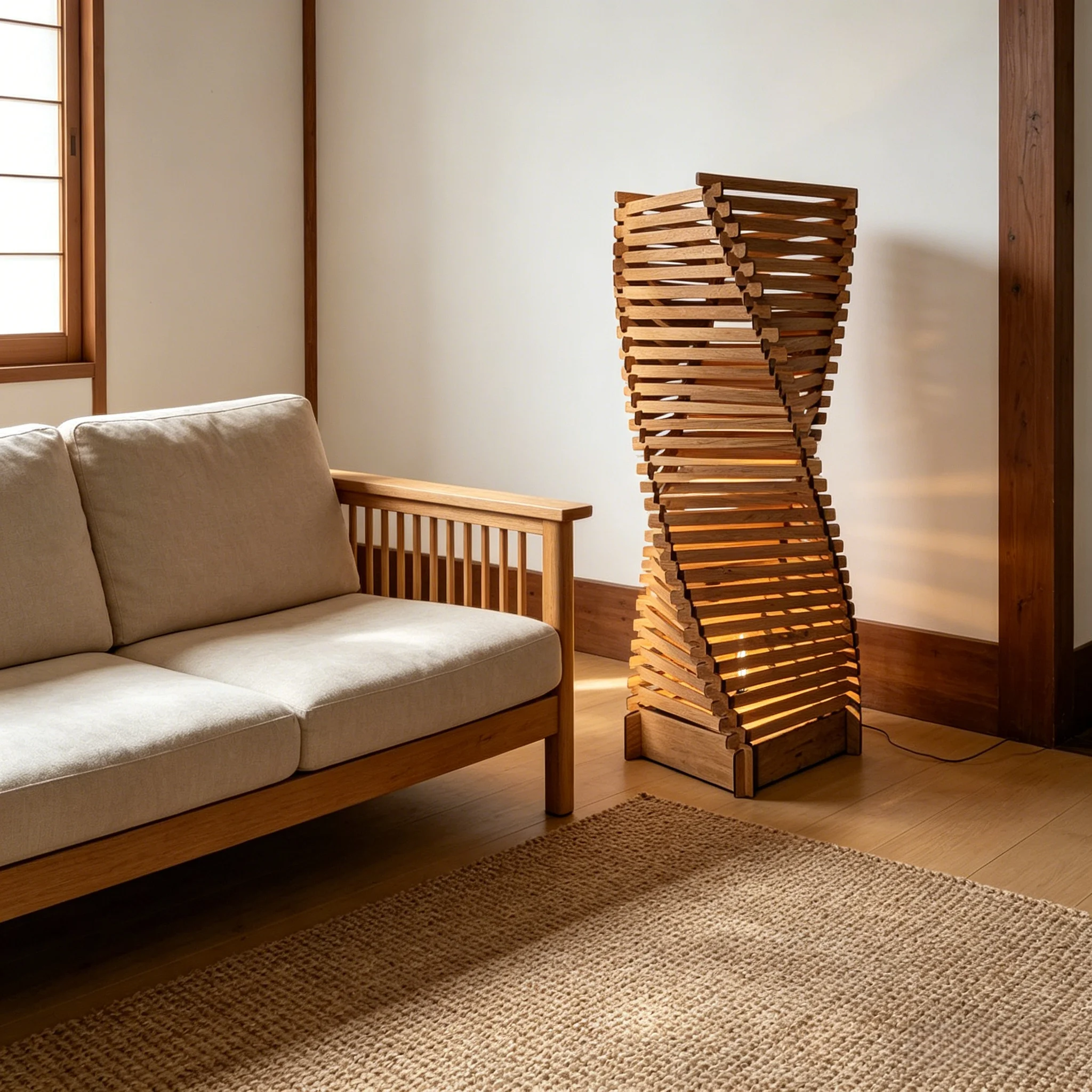 !@Twisted Solid Wood Slat Joinery Floor Lamp-Handcrafted Engraved Stacked Wood Freestanding Lighting Ornament for Modern Home
!@Twisted Solid Wood Slat Joinery Floor Lamp-Handcrafted Engraved Stacked Wood Freestanding Lighting Ornament for Modern Home