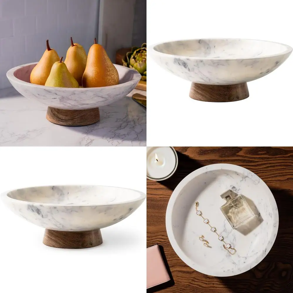 Natural Stone Decorative Bowl with Acacia Wood Stand - 11 Home Accent for Entryways, Kitchen, Dining Tables
Natural Stone Decorative Bowl with Acacia Wood Stand - 11 Home Accent for Entryways, Kitchen, Dining Tables