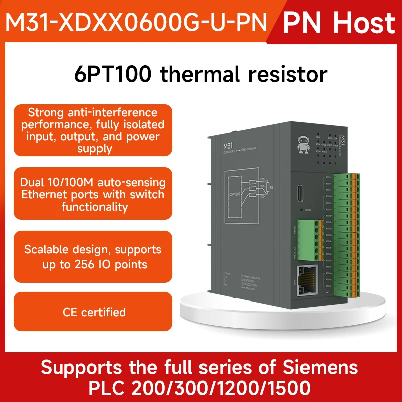 6-PT100 Model Remote IO Distributed IO NEW Version M31-U M31-U-PN RS485 RJ45 Modbus With Expansion Module EBYTE PNP NPN
6-PT100 Model Remote IO Distributed IO NEW Version M31-U M31-U-PN RS485 RJ45 Modbus With Expansion Module EBYTE PNP NPN