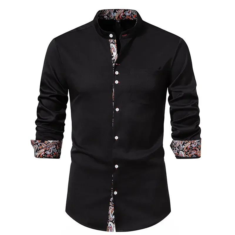 Mens Tops Designer Patchwrok Shirts 2025 Vintage Clothes Long Sleeve Blusas Estampadas Business Henry Collar Button Up Shirt
Mens Tops Designer Patchwrok Shirts 2025 Vintage Clothes Long Sleeve Blusas Estampadas Business Henry Collar Button Up Shirt
