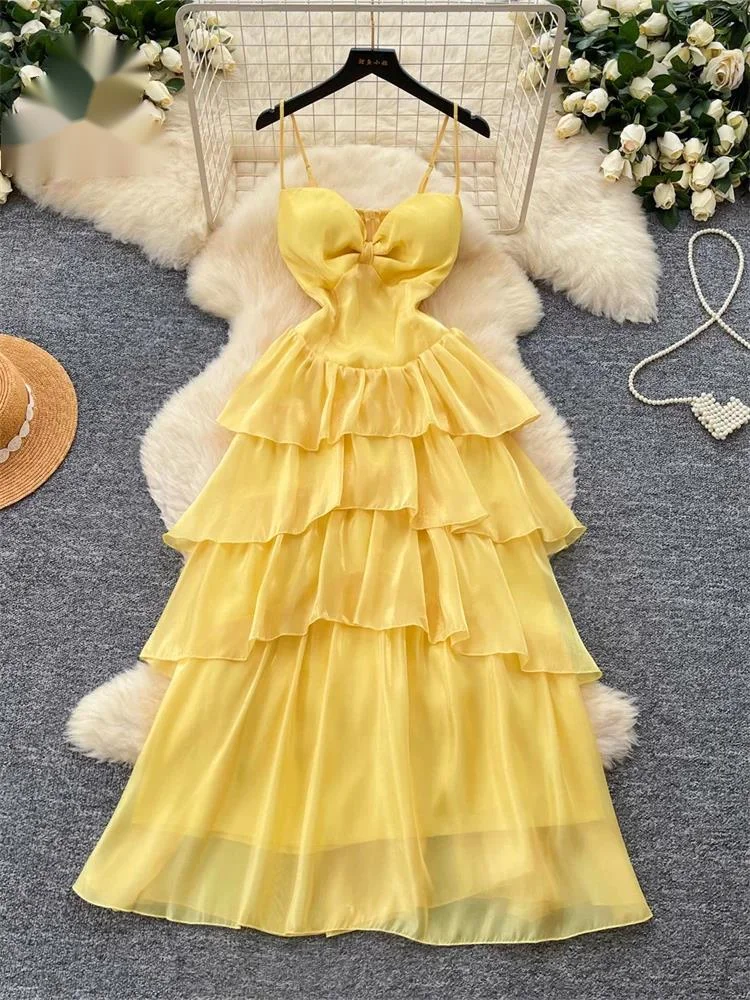 Shiny Chiffon Party Dress French Fairycore Slim A-Line High Waist Zipper Shirred Women Summer Vacation Cake Long Dress
Shiny Chiffon Party Dress French Fairycore Slim A-Line High Waist Zipper Shirred Women Summer Vacation Cake Long Dress