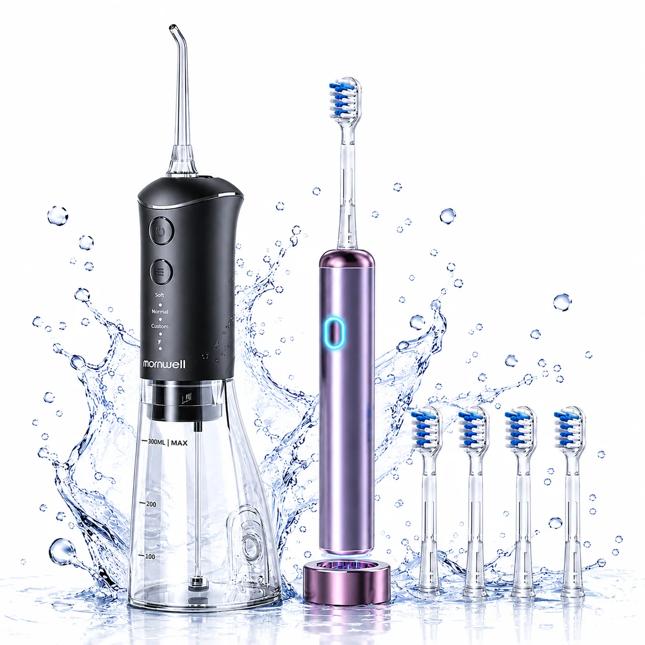 Mornwell Portable Water Flosser with Electric Toothbrush Combo, Rechargeable Oral Irrigator Set for Deep Teeth Cleaning and Gum
Mornwell Portable Water Flosser with Electric Toothbrush Combo, Rechargeable Oral Irrigator Set for Deep Teeth Cleaning and Gum