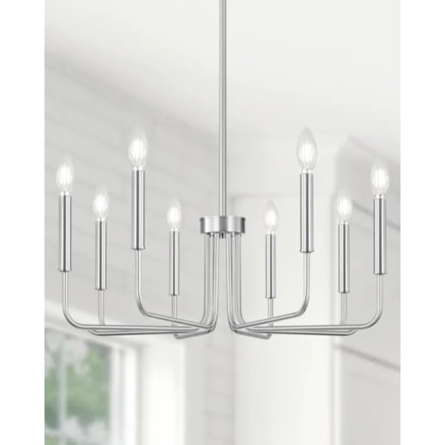 Dining Room Light Fixture: Brushed Nickel Chandelier, Silver, Modern Farmhouse Style, 8-Light, 28-inch, for Kitchen Island, Foy
Dining Room Light Fixture: Brushed Nickel Chandelier, Silver, Modern Farmhouse Style, 8-Light, 28-inch, for Kitchen Island, Foy