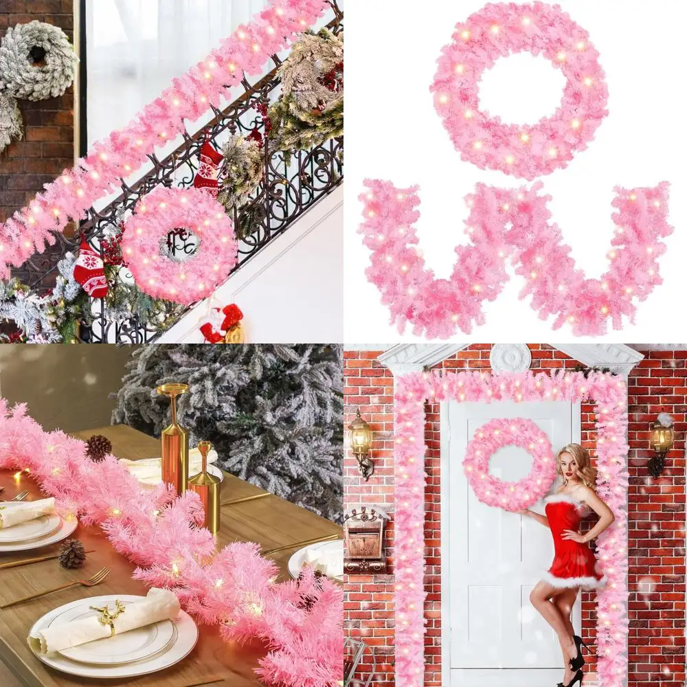 9ft Pink Spruce Garland & 24 Crystal Wreath with LED Lights for Christmas Home Decor
9ft Pink Spruce Garland & 24 Crystal Wreath with LED Lights for Christmas Home Decor