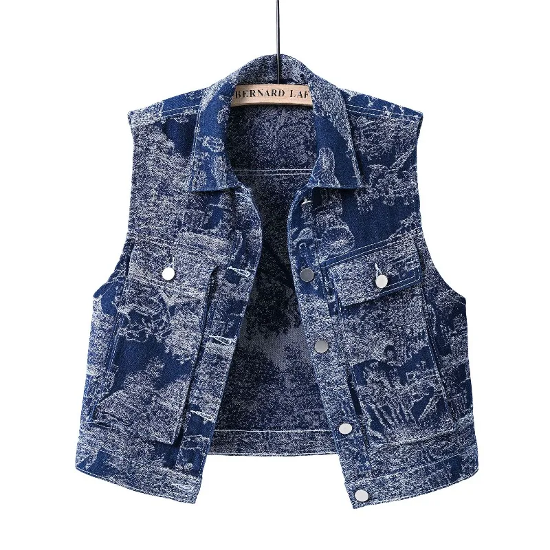 2026 New Spring Summer Jacquard Washed Denim Jacket Vest Women's Short Jean Coat Loose Casual Tops Chaqueta Sleeveless Waistcoat
2026 New Spring Summer Jacquard Washed Denim Jacket Vest Women's Short Jean Coat Loose Casual Tops Chaqueta Sleeveless Waistcoat