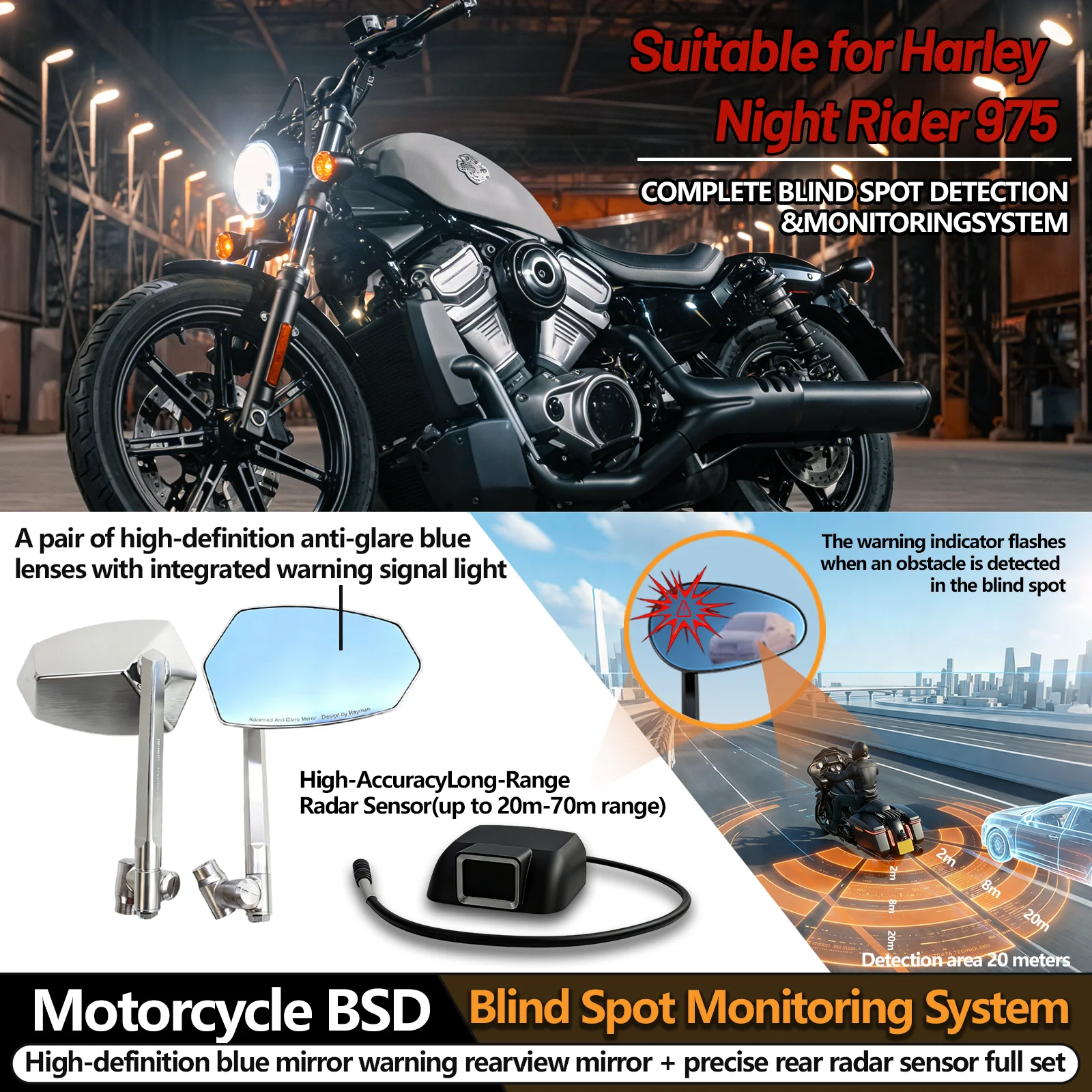 For Harley Nightster 975 High Definition Radar Rearview Mirror Blind Spot Monitoring and Anti-Glare Precise Rear Sensors
For Harley Nightster 975 High Definition Radar Rearview Mirror Blind Spot Monitoring and Anti-Glare Precise Rear Sensors