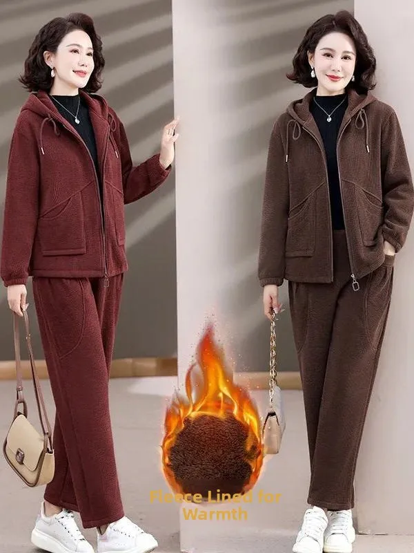 plus Size Fashionable Two-Piece Set for Elderly Women Warm Thickened Fleece Autumn Winter Outfit High Waist Long Pants
plus Size Fashionable Two-Piece Set for Elderly Women Warm Thickened Fleece Autumn Winter Outfit High Waist Long Pants