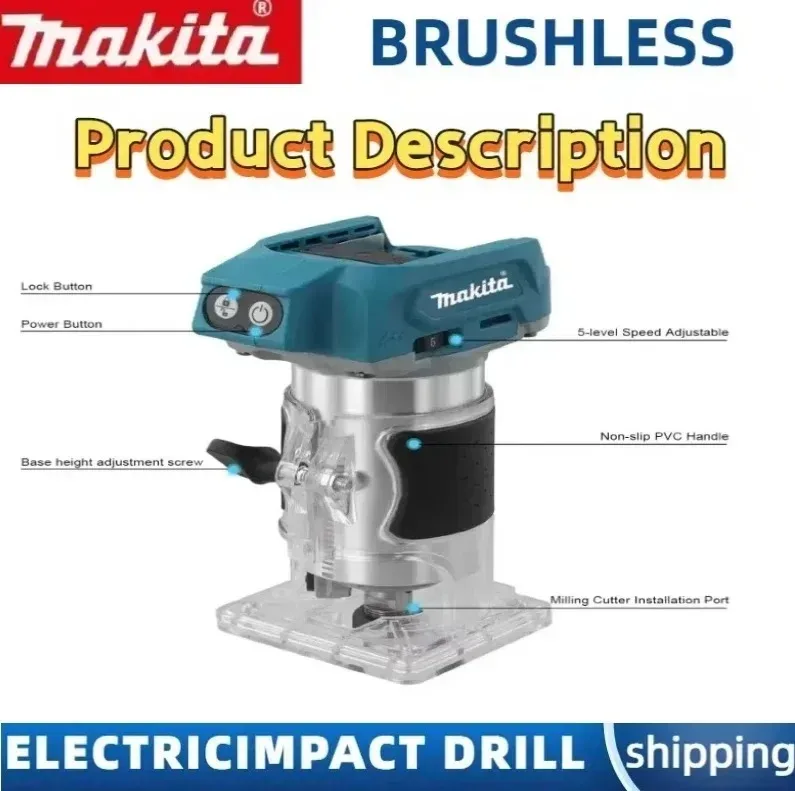Makita DRT50 Cordless T Rechargeable Trimming Machine Brushless Slotting Tool Milling Woodwork Engraving Machine
Makita DRT50 Cordless T Rechargeable Trimming Machine Brushless Slotting Tool Milling Woodwork Engraving Machine