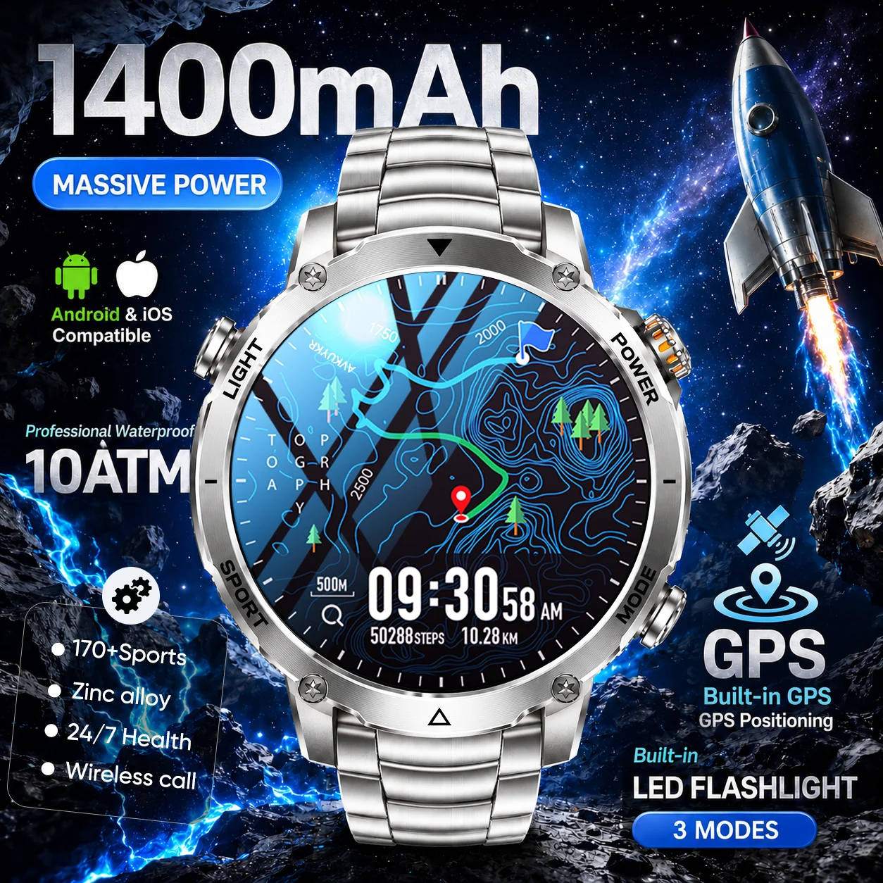 2026 New Built-in GPS Men Smart Watch 1400mAh Battery 1.7" HD Display 10ATM Waterproof Bluetooth Calls LED Flashlight Smartwatch
2026 New Built-in GPS Men Smart Watch 1400mAh Battery 1.7" HD Display 10ATM Waterproof Bluetooth Calls LED Flashlight Smartwatch