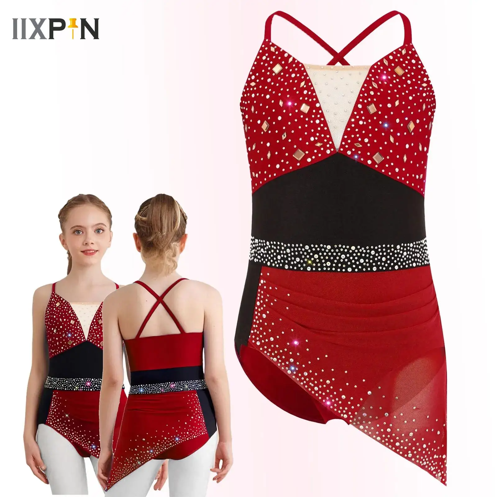 Girls Kids Gymnastics Sparkly Rhinestones Ruched Leotards Dress Artistic Figure Skating Ballet Lyrical Dance Performance Costume
Girls Kids Gymnastics Sparkly Rhinestones Ruched Leotards Dress Artistic Figure Skating Ballet Lyrical Dance Performance Costume