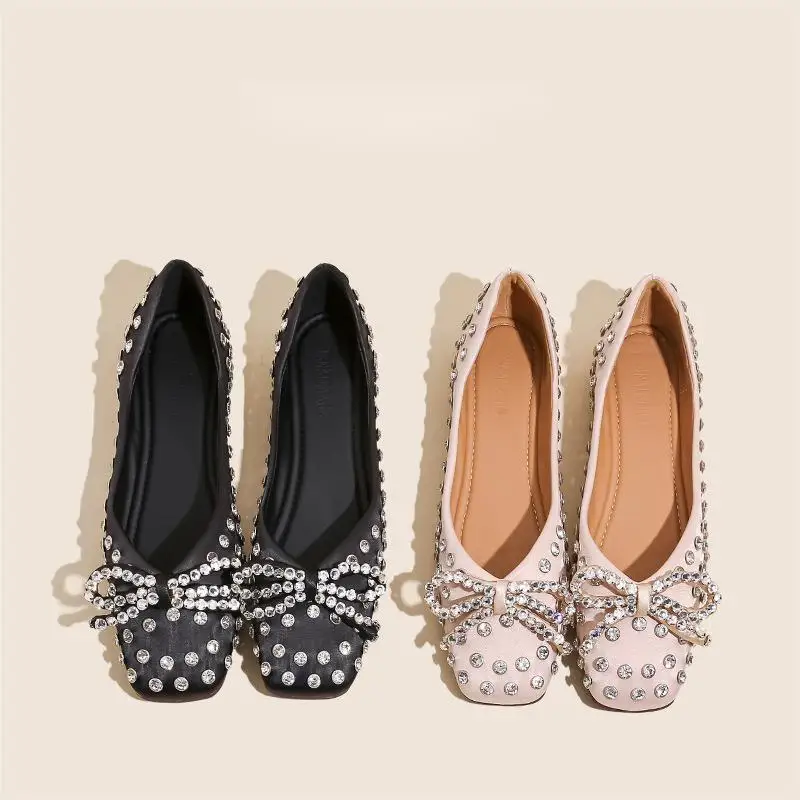 Flats Shoes Women 2025 Summer Glitter Rhinestone Bow Square Toe Slip-on Elegant Mary Jane Shoes Ballet Luxury Woman Ballerinas
Flats Shoes Women 2025 Summer Glitter Rhinestone Bow Square Toe Slip-on Elegant Mary Jane Shoes Ballet Luxury Woman Ballerinas