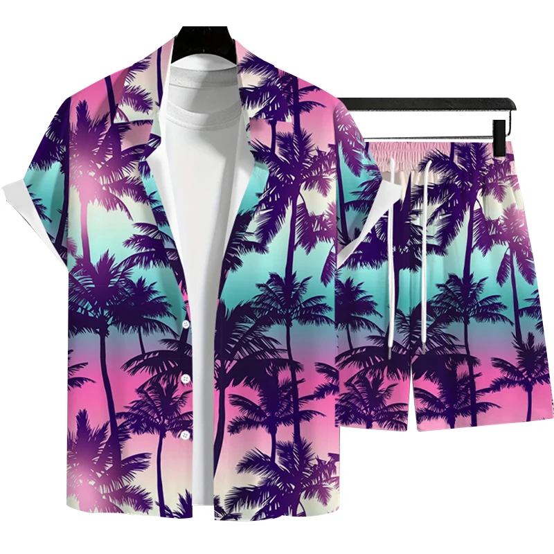 Men's Summer Fashion Holiday Style Hawaiian Coconut Beach Printed Casual Comfort Short Sleeved Shirt Beach Shorts 2-piece Sets
Men's Summer Fashion Holiday Style Hawaiian Coconut Beach Printed Casual Comfort Short Sleeved Shirt Beach Shorts 2-piece Sets