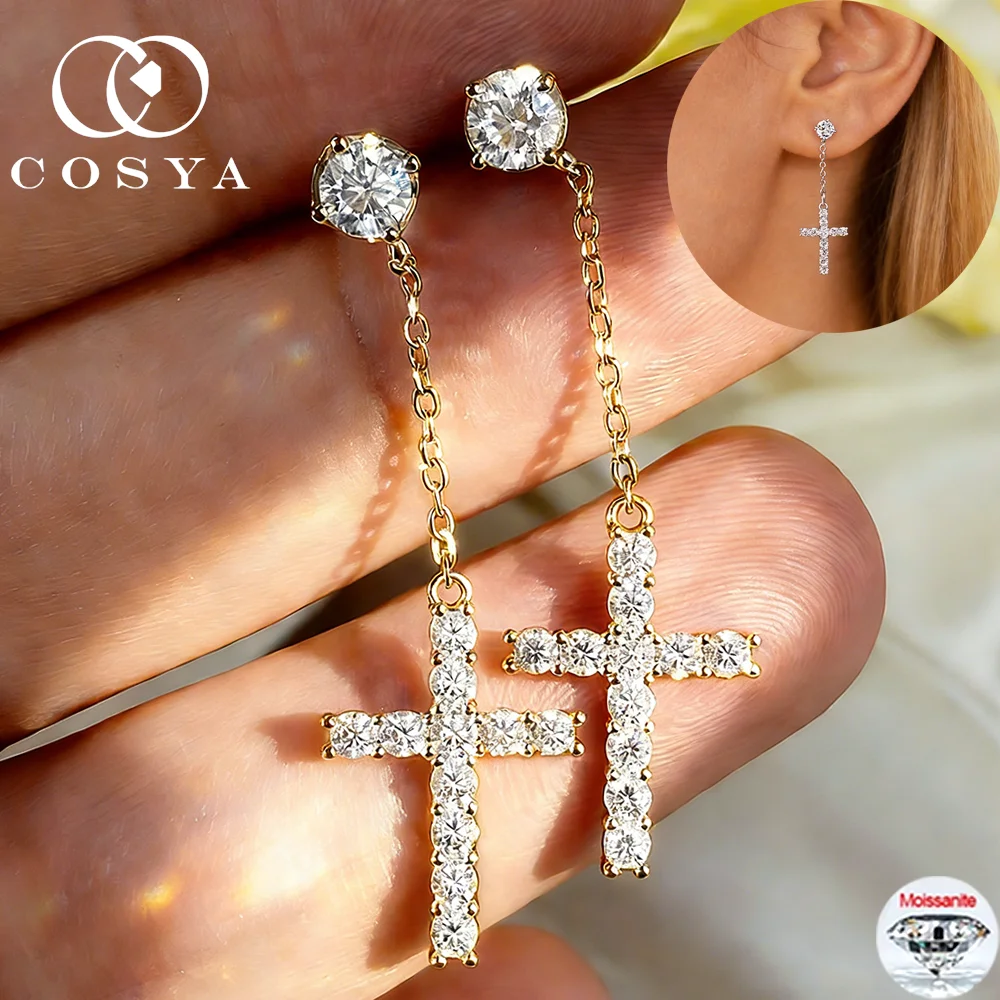 Сертифицированные COSYA серьги-капли с настоящим муассанитом и крестом для женщин, серебро S925, золото 18 карат, пропуск бриллиантов, кисточка, свадебные украшения, подарок
Сертифицированные COSYA серьги-капли с настоящим муассанитом и крестом для женщин, серебро S925, золото 18 карат, пропуск бриллиантов, кисточка, свадебные украшения, подарок