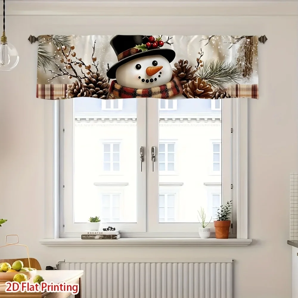 1pc Snowman-Themed Valance Curtain Featuring Pinecones, Rod Pocket, for Living Room, Party, Bedroom, Housewarming Event, Office
1pc Snowman-Themed Valance Curtain Featuring Pinecones, Rod Pocket, for Living Room, Party, Bedroom, Housewarming Event, Office