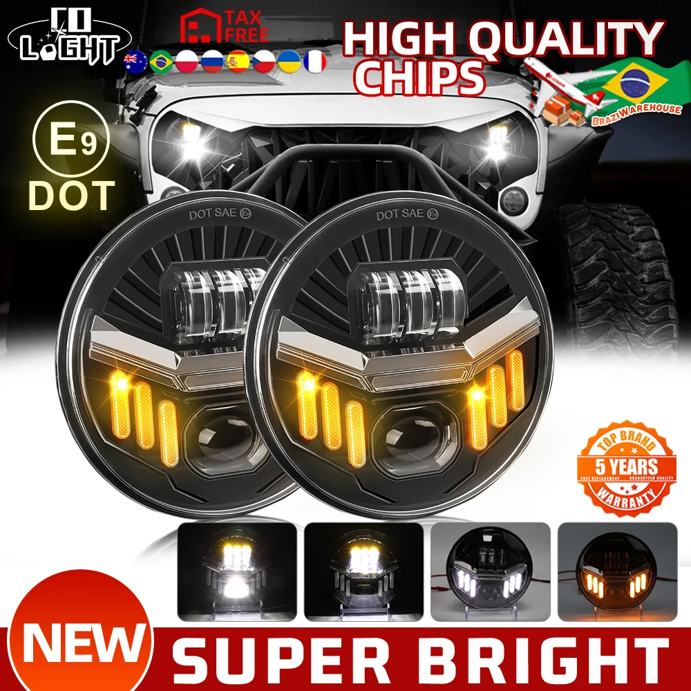 CO LIGHT 7inch Led Headlight 200W 3500K 6000K H4 Angel Eyes E9 7" Led Headlamp Welcome Light 12V 24V Turn Signal for Jeep 4x4
CO LIGHT 7inch Led Headlight 200W 3500K 6000K H4 Angel Eyes E9 7" Led Headlamp Welcome Light 12V 24V Turn Signal for Jeep 4x4