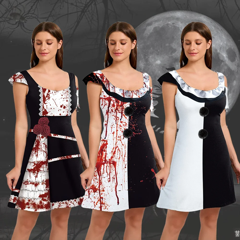 Платье клоуна на Хэллоуин для женщин, косплей, ужасы 3, кровавые костюмы для взрослых, ужасы, выпуск, 3D принт, вечерние, карнавальные, нарядное платье
Платье клоуна на Хэллоуин для женщин, косплей, ужасы 3, кровавые костюмы для взрослых, ужасы, выпуск, 3D принт, вечерние, карнавальные, нарядное платье
