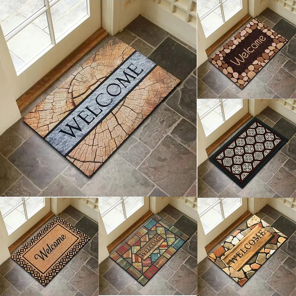 Welcome Theme Door Mat With Retro Natural Wood Stone Woven Geometric Patterns Soft Decorative Entryway Rug For Front Door Decor
Welcome Theme Door Mat With Retro Natural Wood Stone Woven Geometric Patterns Soft Decorative Entryway Rug For Front Door Decor