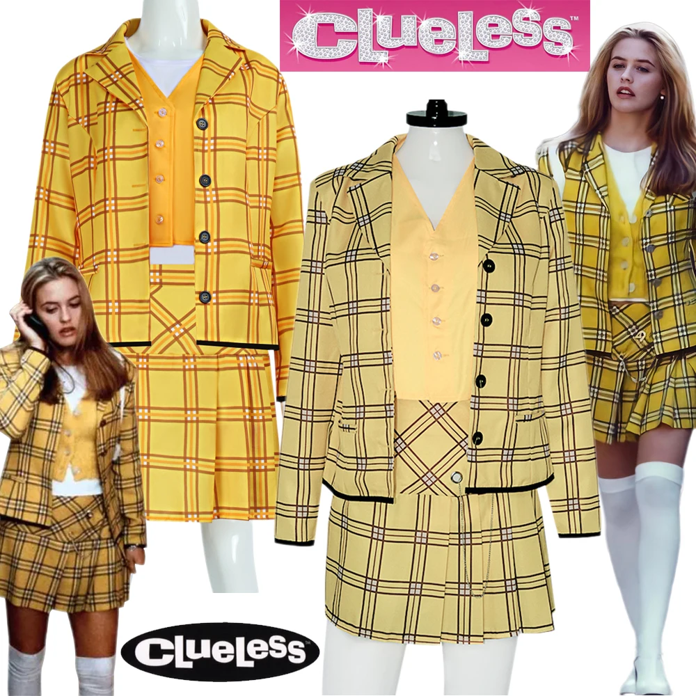 Clueless Cher Horowitz Cosplay School Uniform Yellow Plaid Clueless Costume Outfit Suit Dress Jacket Vest Skirt Set Halloween
Clueless Cher Horowitz Cosplay School Uniform Yellow Plaid Clueless Costume Outfit Suit Dress Jacket Vest Skirt Set Halloween