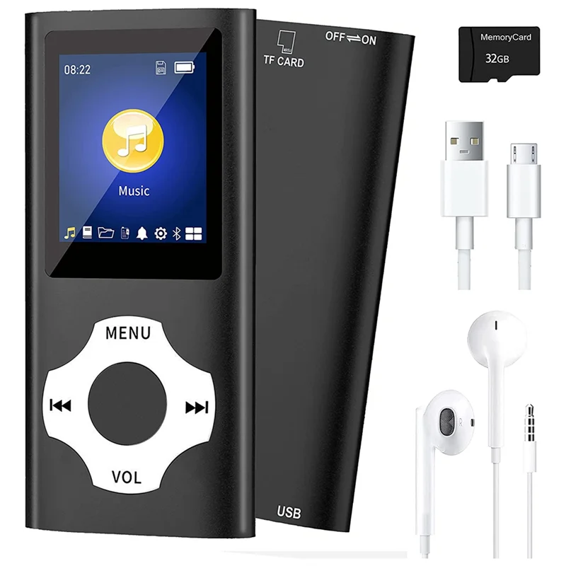 Mp3-плеер с Bluetooth 5,0, Портативный Hi-Fi музыкальный проигрыватель/видео/фото зритель/фотография для детей (черный)
Mp3-плеер с Bluetooth 5,0, Портативный Hi-Fi музыкальный проигрыватель/видео/фото зритель/фотография для детей (черный)