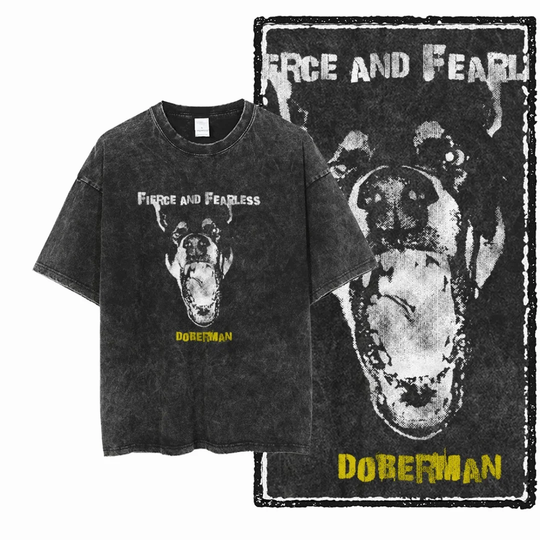 Fierce Doberman Graphic Fierce And Fearless Slogan Vintage Washed Oversized Black Men‘s T Shirt Retro Distr Distressed Unisex
Fierce Doberman Graphic Fierce And Fearless Slogan Vintage Washed Oversized Black Men‘s T Shirt Retro Distr Distressed Unisex