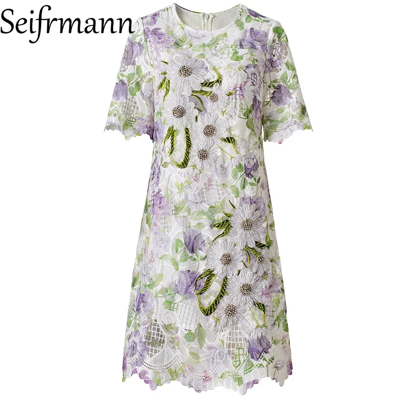 Seifrmann 2026 Summer Women's New Fashionable Round Neck Short Sleeve Nail Bead Water soluble Lace Dress
Seifrmann 2026 Summer Women's New Fashionable Round Neck Short Sleeve Nail Bead Water soluble Lace Dress