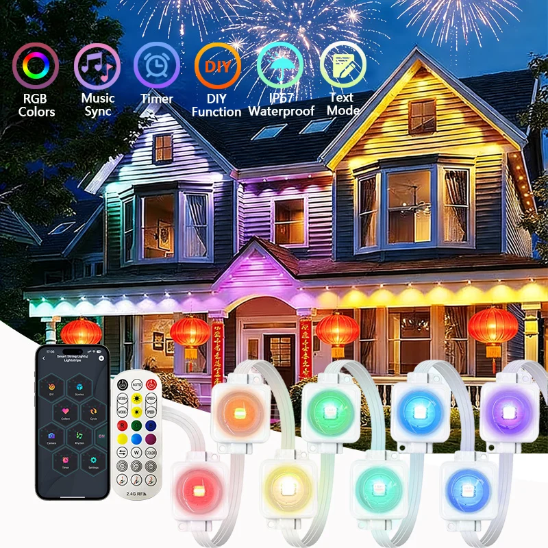 Smart Permanent Outdoor Lights RGBIC Eaves Light App Remote Control DIY Scene Mode Waterproof for Spring Festival Party Lighting
Smart Permanent Outdoor Lights RGBIC Eaves Light App Remote Control DIY Scene Mode Waterproof for Spring Festival Party Lighting