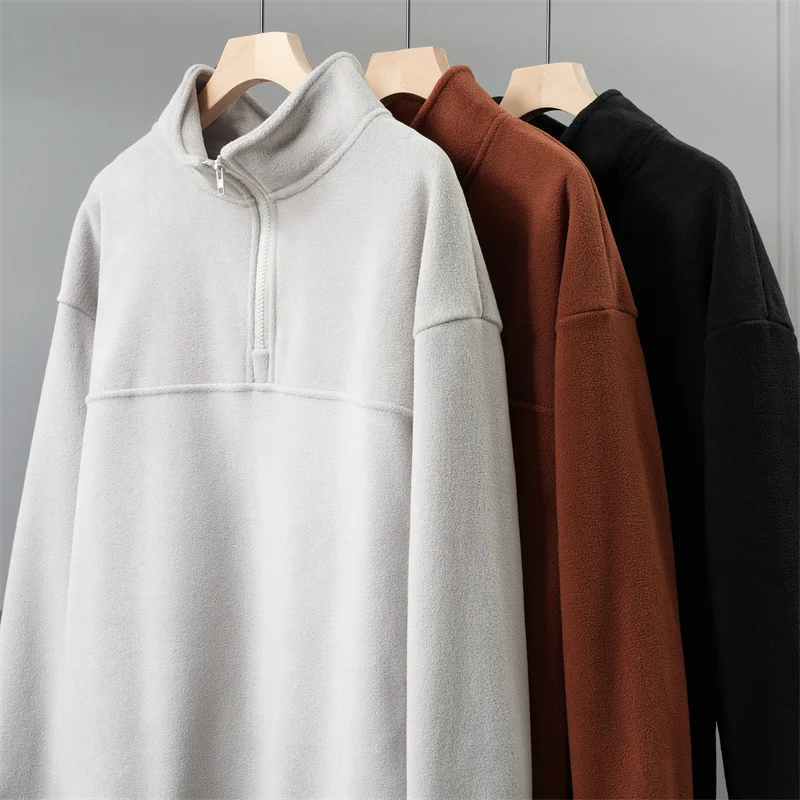 American Style Thick Fleece Sweatshirt Men's Thickened Half Zipper Sports Top Trendy Brand Warm Loose Casual Outerwear
American Style Thick Fleece Sweatshirt Men's Thickened Half Zipper Sports Top Trendy Brand Warm Loose Casual Outerwear