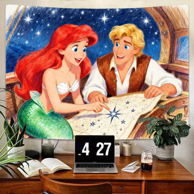 1 шт. гобелен «Русалочка Диснея» Ариэль и Эрик, романтическая карта приключений «Звездная ночь», настенное искусство, декор из полиэстера для комнаты, подарок для
1 шт. гобелен «Русалочка Диснея» Ариэль и Эрик, романтическая карта приключений «Звездная ночь», настенное искусство, декор из полиэстера для комнаты, подарок для