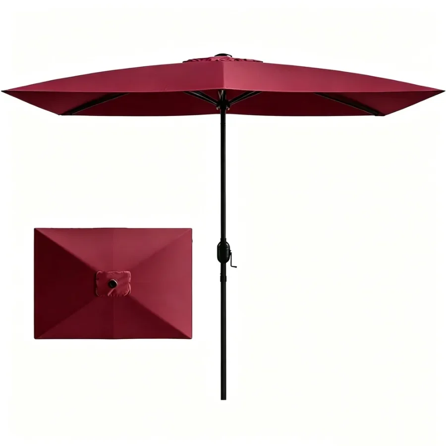 Outdoor patio umbrella, polyester fabric, burgundy, waterproof with crank handle and 6 sturdy ribs, 10x6.5ft rectangular
Outdoor patio umbrella, polyester fabric, burgundy, waterproof with crank handle and 6 sturdy ribs, 10x6.5ft rectangular