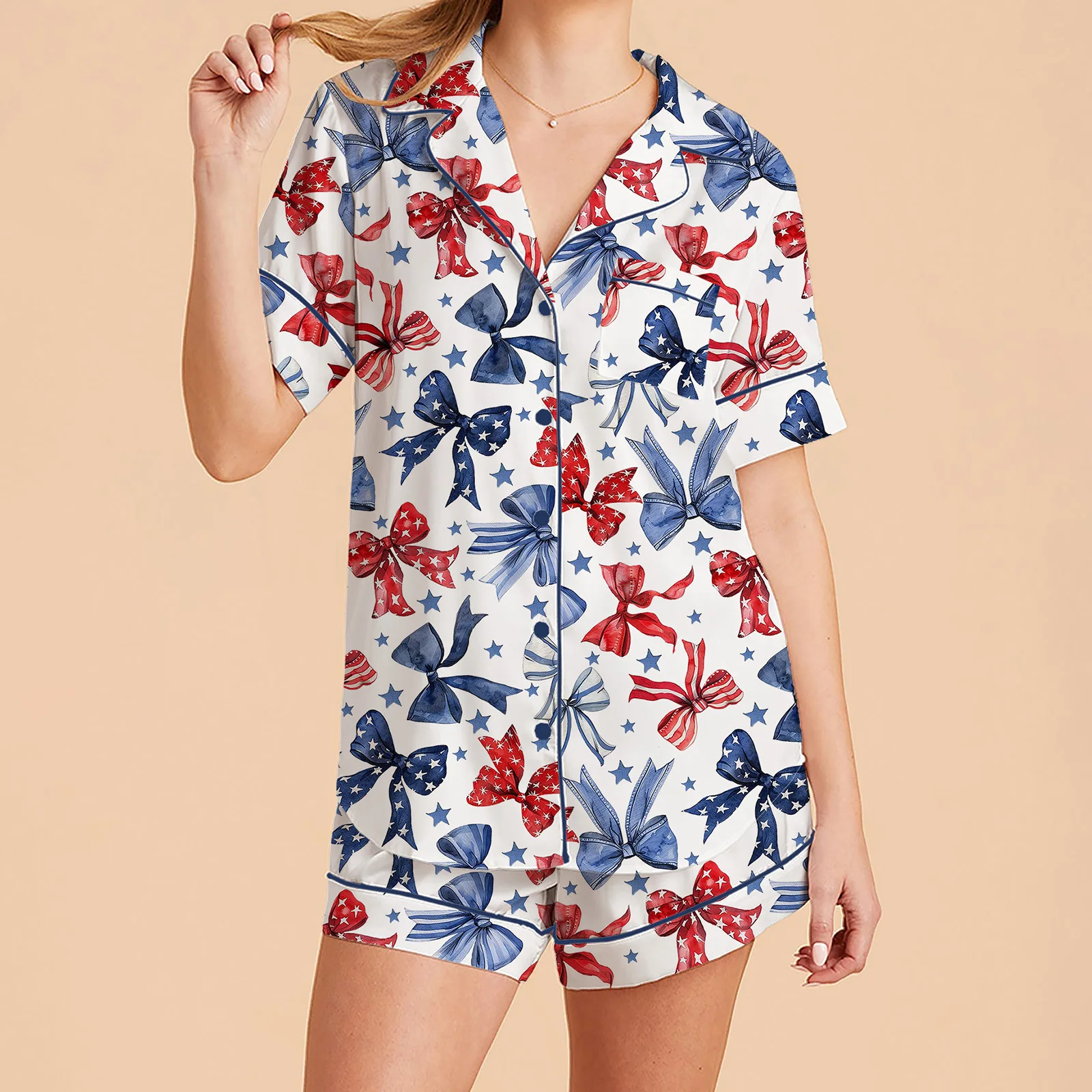 4th of July Pajamas for Women American Flag Top Shirt+Shorts 2 Piece Pj Set USA Indepandence Day Outfits
4th of July Pajamas for Women American Flag Top Shirt+Shorts 2 Piece Pj Set USA Indepandence Day Outfits